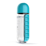 Plastic Water Bottle with Daily Pill Box Organizer