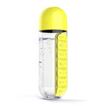 Plastic Water Bottle with Daily Pill Box Organizer