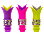 Silicone Wine Bottle Stopper Pourer - (Purple Pink Green)