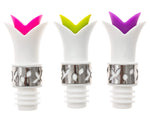 Silicone Wine Bottle Stopper Pourer - (White with Pink, Purple, Green)