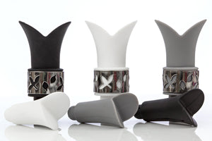 Silicone Wine Bottle Stopper Pourer - (Black White Grey)