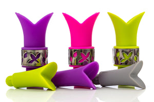Silicone Wine Bottle Stopper Pourer - (Purple Pink Green)