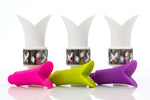 Silicone Wine Bottle Stopper Pourer - (White with Pink, Purple, Green)