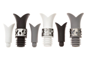 Silicone Wine Bottle Stopper Pourer - (Black White Grey)