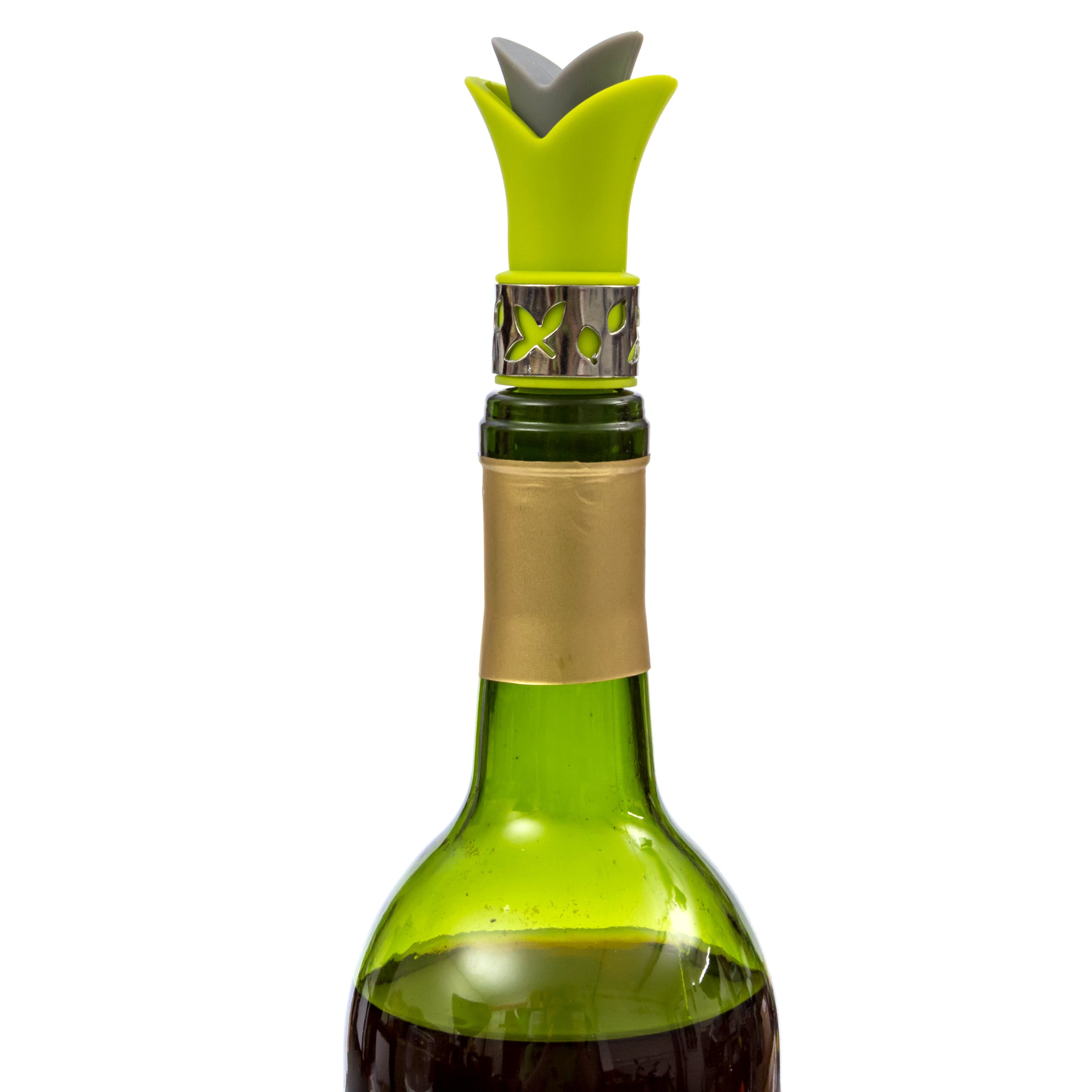Silicone Wine Bottle Stopper Pourer - (Black White Grey)
