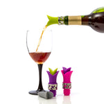 Silicone Wine Bottle Stopper Pourer - (White with Pink, Purple, Green)