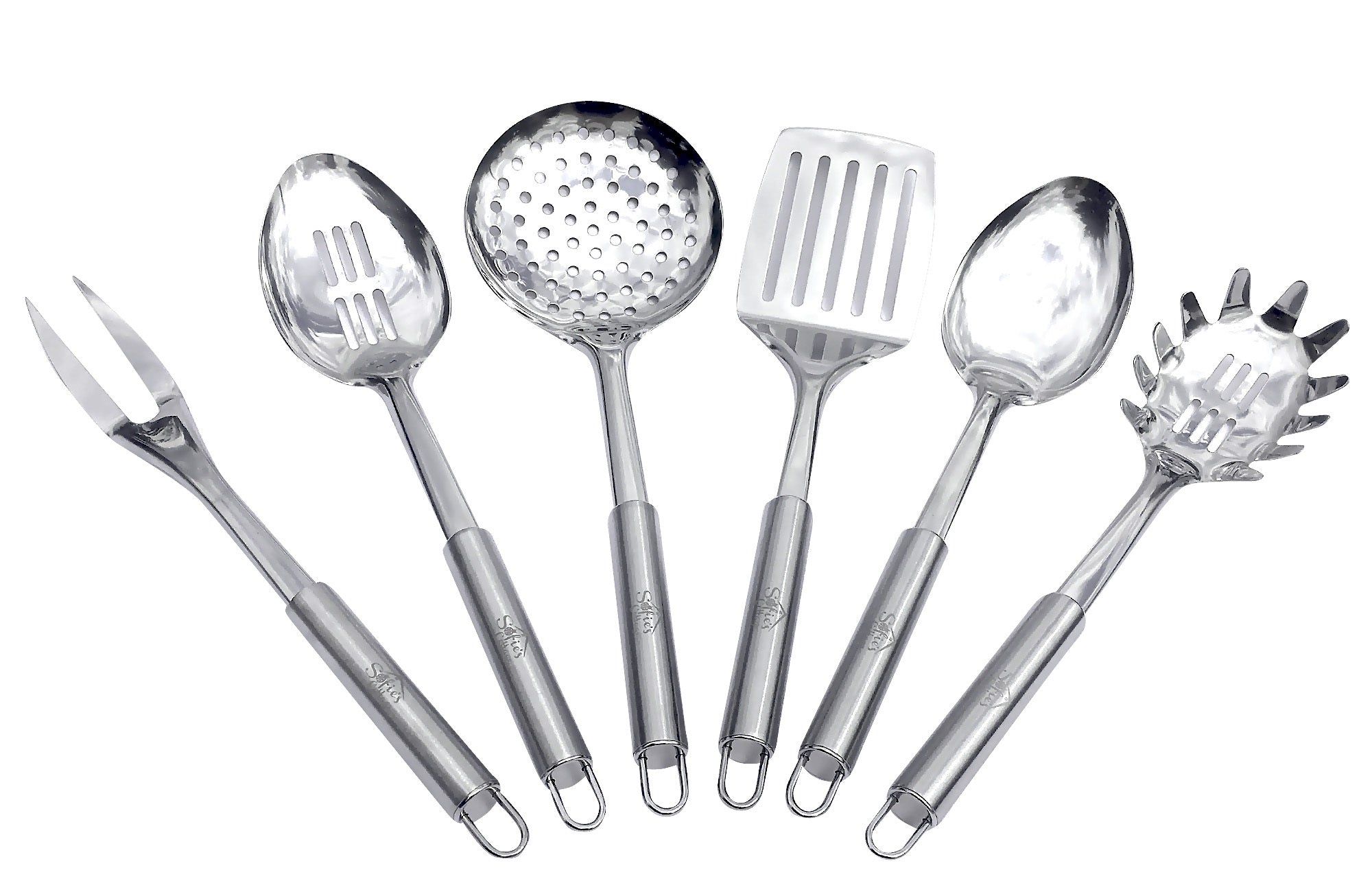 Sofie's Cottage Stainless Steel Cooking Utensils - Set of 6, Spoon, Sl –  Sofie's Cottage