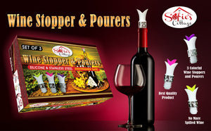 Silicone Wine Bottle Stopper Pourer - (Black White Grey)