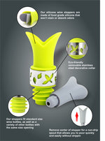 Silicone Wine Bottle Stopper Pourer - (Black White Grey)