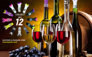 Silicone Wine Bottle Stopper Pourer - (Black White Grey)