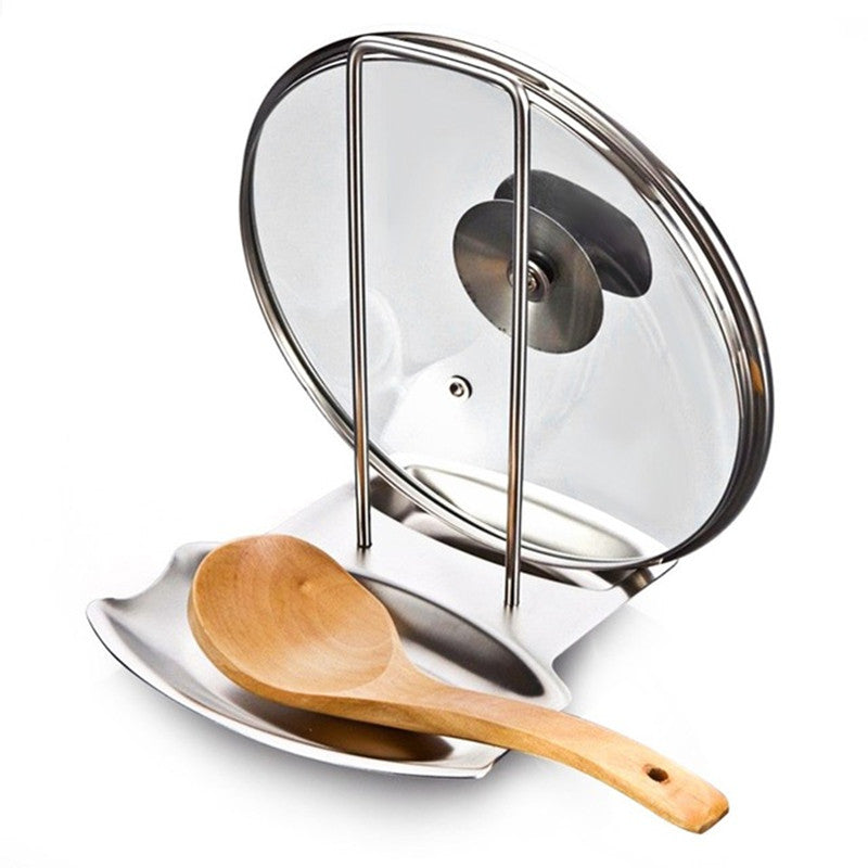 Stainless Steel  Pot Lid Stand and Spoon Rest - A Convenient Holder Kitchen Accessories Pan Pot Rack Cover Stand