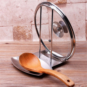 Stainless Steel  Pot Lid Stand and Spoon Rest - A Convenient Holder Kitchen Accessories Pan Pot Rack Cover Stand