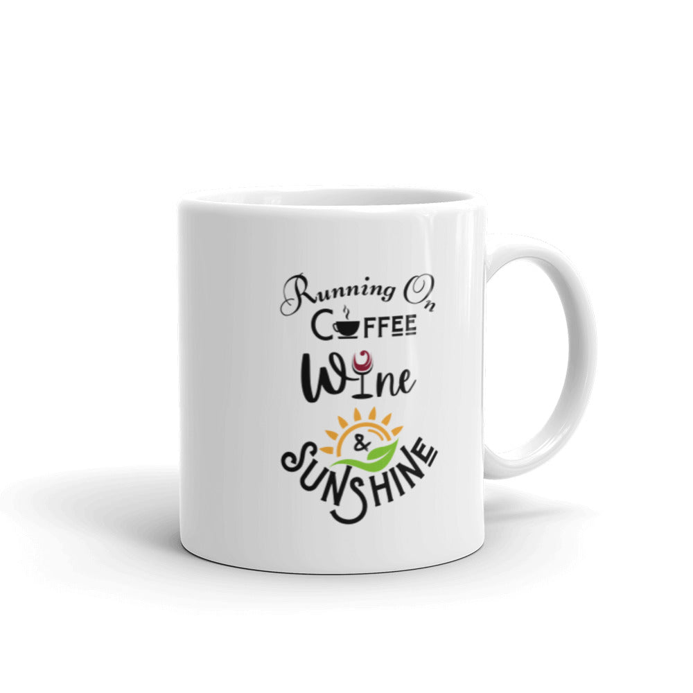 Running on Coffee, Wine & Sunshine - White glossy mug