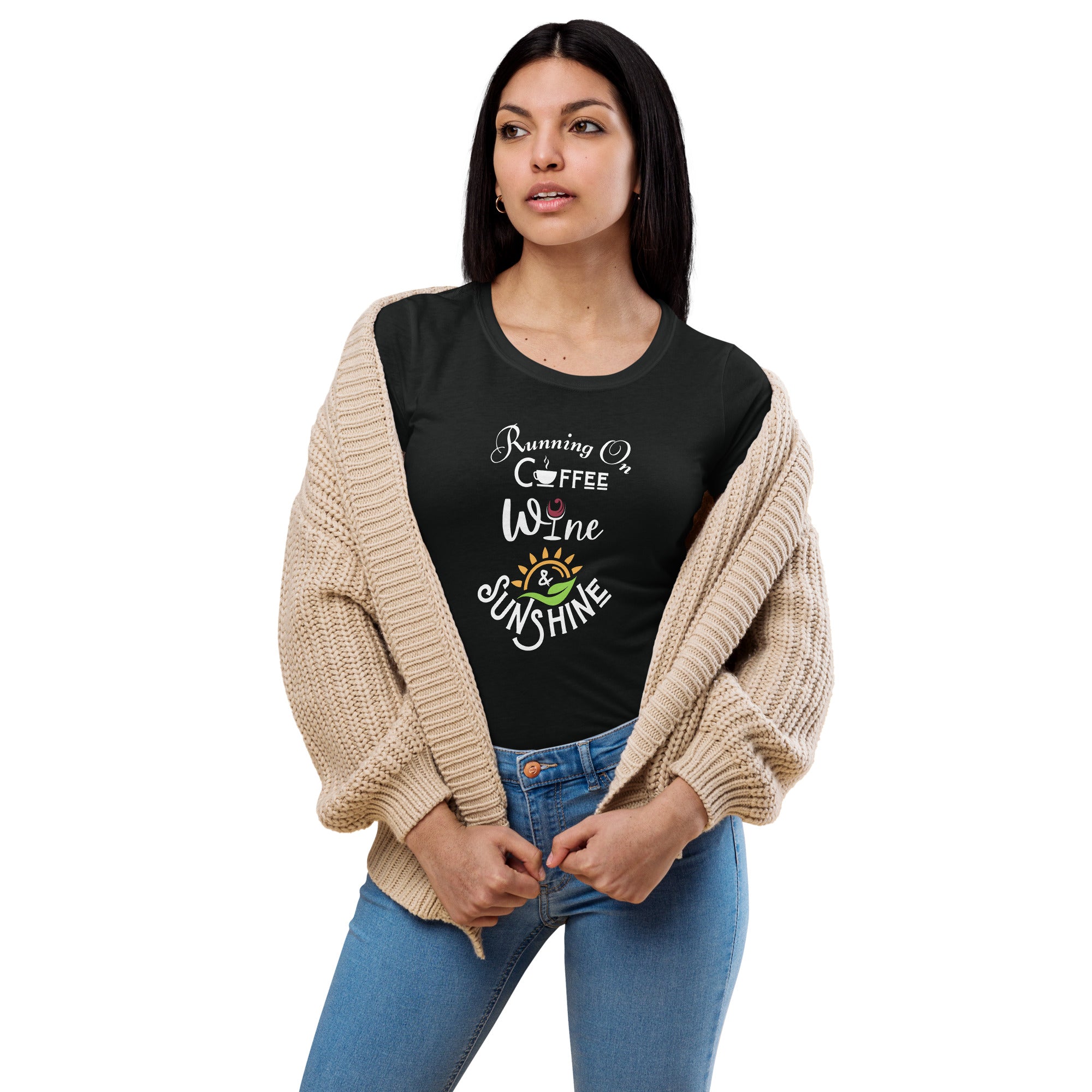 Running on Coffee, Wine & Sunshine - Women’s fitted t-shirt