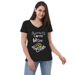 Running on Coffee, Wine & Sunshine - Women’s recycled V-neck t-shirt