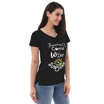 Running on Coffee, Wine & Sunshine - Women’s recycled V-neck t-shirt
