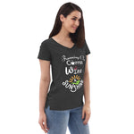 Running on Coffee, Wine & Sunshine - Women’s recycled V-neck t-shirt