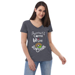 Running on Coffee, Wine & Sunshine - Women’s recycled V-neck t-shirt