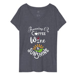 Running on Coffee, Wine & Sunshine - Women’s recycled V-neck t-shirt