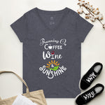 Running on Coffee, Wine & Sunshine - Women’s recycled V-neck t-shirt