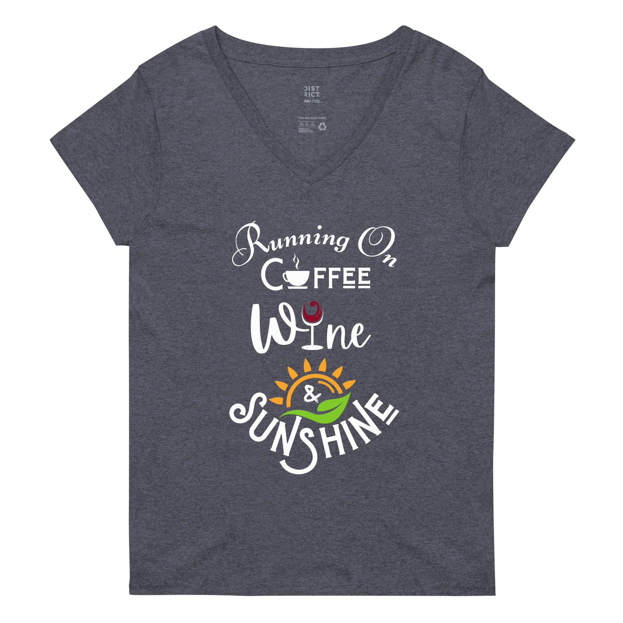 Running on Coffee, Wine & Sunshine - Women’s recycled V-neck t-shirt