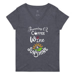 Running on Coffee, Wine & Sunshine - Women’s recycled V-neck t-shirt