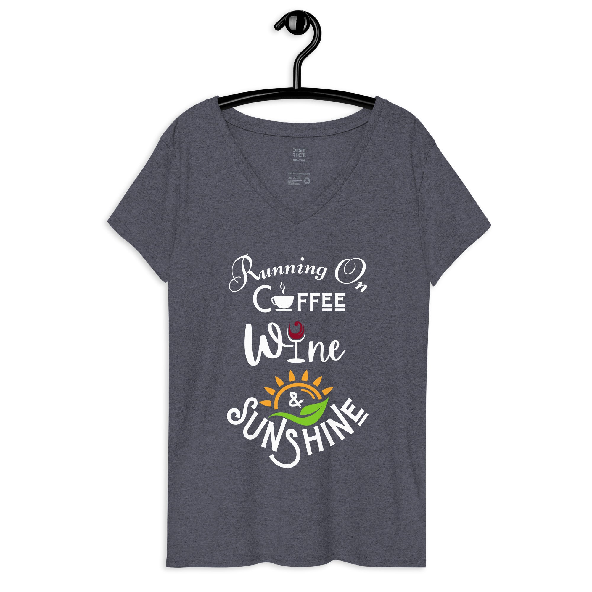 Running on Coffee, Wine & Sunshine - Women’s recycled V-neck t-shirt