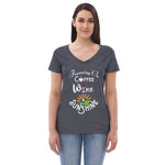 Running on Coffee, Wine & Sunshine - Women’s recycled V-neck t-shirt